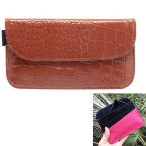 Crocodile PU Leather Protective Anti-Radiation Signal Blocking Case Pouch For Cell Phone Brown 6.1 x 3.3 inches