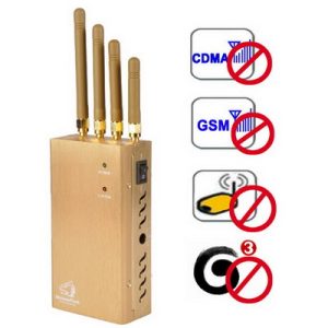 High Power Portable Cell Phone Blocker Wi-Fi GPS Signal Jammer With Coverage 5-15 m Golden