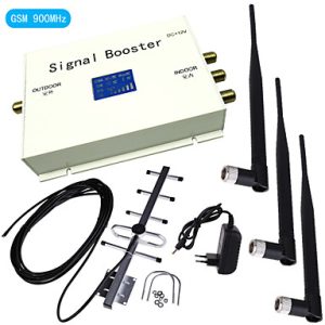 LCD Display GSM 900MHz Mobile Phone Signal Repeater Booster Amplifier with Whip and Yagi Antennas White