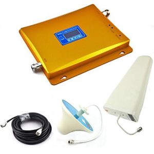 LCD Display GSM & 3G W-CDMA Mobile Phone Dual Band Signal Booster + Log Periodic Antenna + Ceiling Antenna with Cable