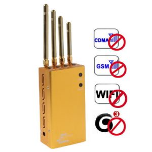 808HE Golden Portable GSM CDMA DCS PHS 3G WIFI Cell Phone Signal Jammer