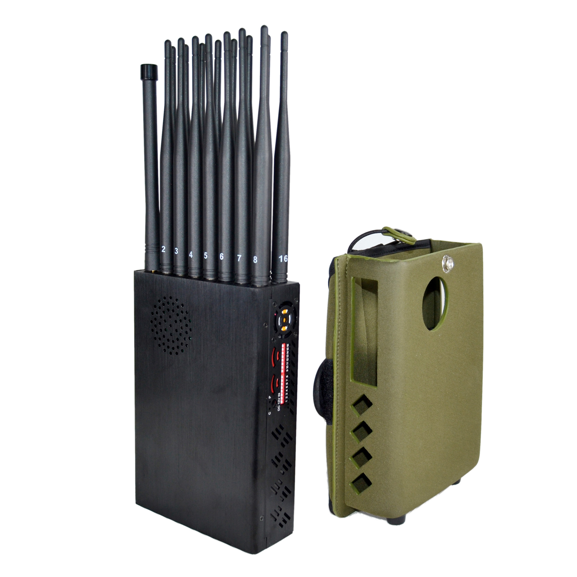  Latest Handheld 16 Bands Cell Phone Signal Jammer With Nylon Cover,Blocking 5G 4G Wi-Fi5G RF Signal Jammer,16Watt Jamming up to 25m 